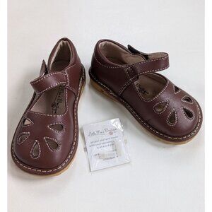 Little Mae's Boutique Girls Brown Leather Mary Jane's Size 8